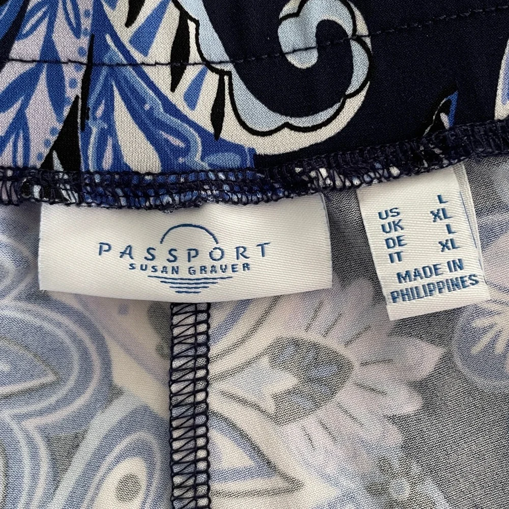 Passport Susan Graver Blue Pullon Pant Pockets Size Lg Silky Feel Wide Leg Comfy - Picture 3 of 5